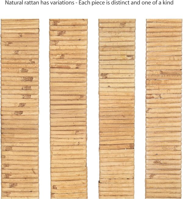 Kate and Laurel Rahfy Boho Rectangle Rattan Wall Mirror, 18 x 48, Natural Wood, Decorative Rounded Rectangular Full-Length Mirror with Authentic Rattan Frame for Bedroom Floor Mirror - Image 9