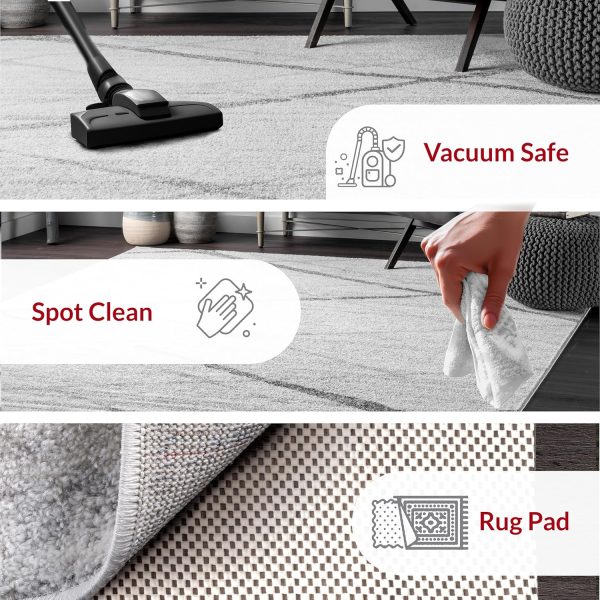nuLOOM 8x10 Thigpen Contemporary Area Rug, Grey, Abstract Lines, Non-Slip Backing, Stain Resistant, For Bedroom, Dining Room, Living Room, Hallway, Office, Kitchen, Entryway - Image 3