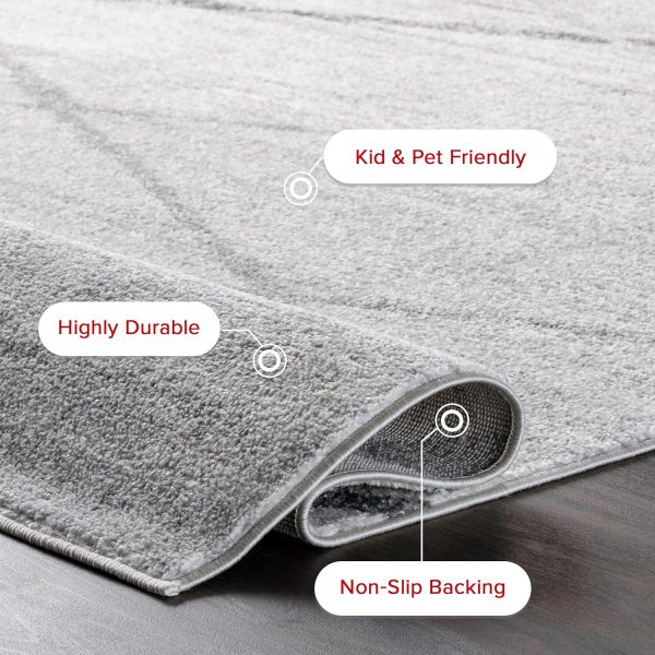 nuLOOM 8x10 Thigpen Contemporary Area Rug, Grey, Abstract Lines, Non-Slip Backing, Stain Resistant, For Bedroom, Dining Room, Living Room, Hallway, Office, Kitchen, Entryway - Image 4