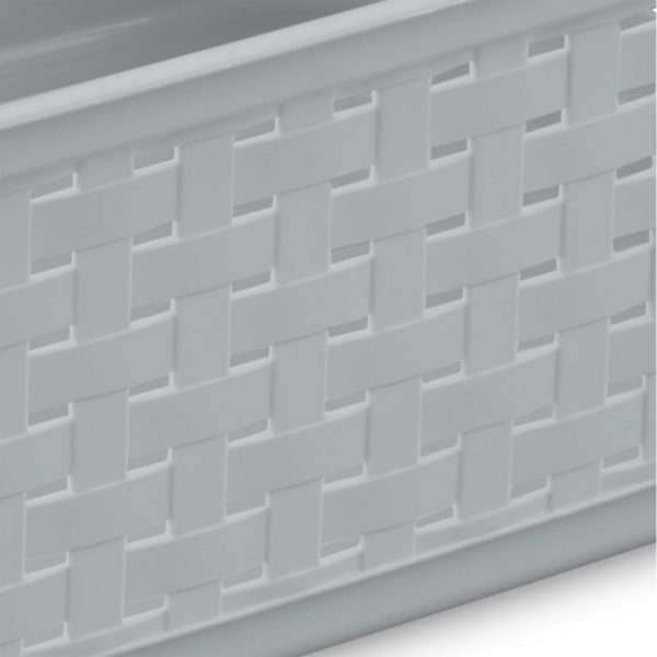 Sterilite Short Plastic Weave Storage Basket, Bin Organization for Countertops, Tabletops, and Shelves for Crafts, Jewelry, Gray, 6-Pack - Image 8