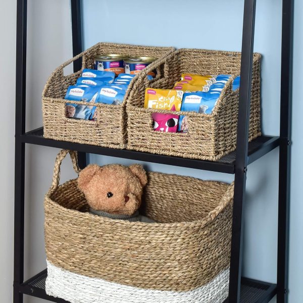 StorageWorks Storage Baskets for Organizing, Wicker Baskets with Built-in Handles, Handwoven Wicker Storage Baskets, Seagrass Wicker Baskets for Shelves Storage, 2 Pack - Image 9